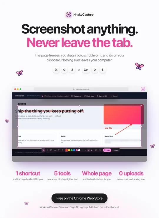 NhakoCapture: screenshot anything, never leave the tab