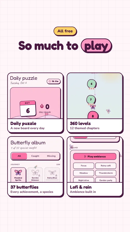 NhakoSearch: daily puzzle, 360 levels, 37 butterflies, all free